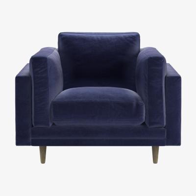 Sofa.com Marco Armchair in Prussian Blue Cotton Matt Velvet