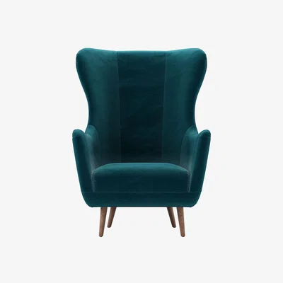 Sofa.com Louis Armchair in Deep Turquoise Cotton Matt Velvet - sofa.com