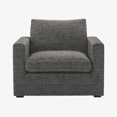 Sofa.com Long Island Slim Small Armchair in Liquorice Baylee Multi-Tone Viscose Linen