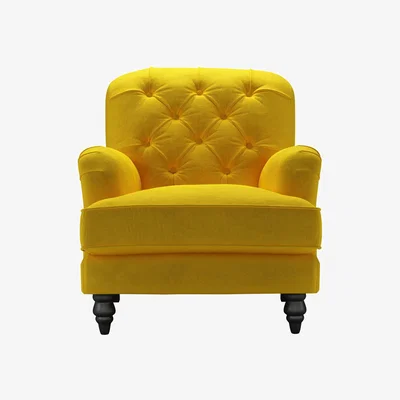 Sofa.com Snowdrop Button Back Armchair in Canary Cotton Matt Velvet - sofa.com
