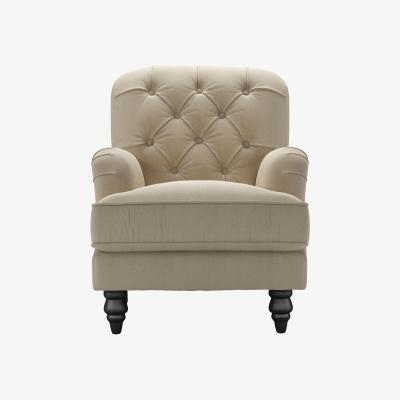 Sofa.com Snowdrop Button Back Small Armchair in Pennine Stone Organic Smart Cotton