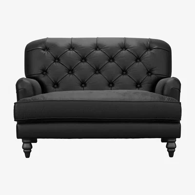 Sofa.com Snowdrop Button Back Loveseat in Smoke Soft Leather - sofa.com
