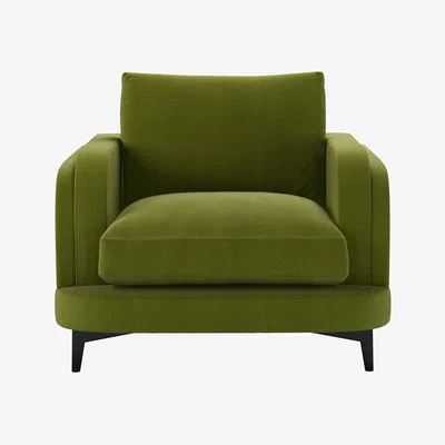 Sofa.com Boston Curved Arm Armchair in Vine Leaf Organic Smart Cotton