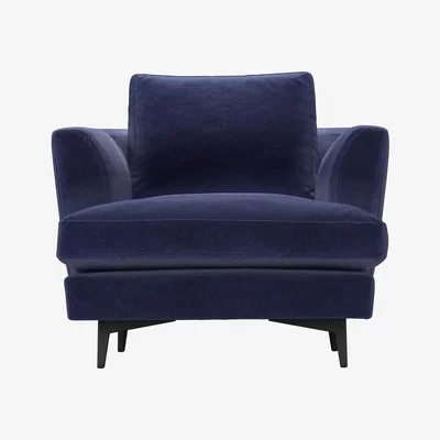 Sofa.com Lars Armchair in Prussian Blue Cotton Matt Velvet