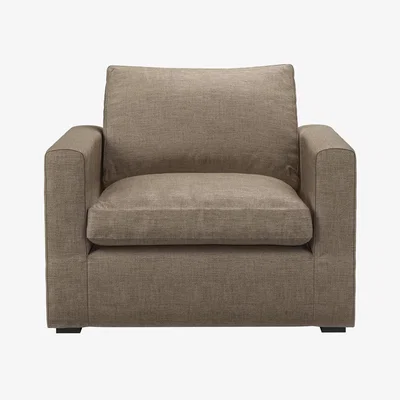 Sofa.com Long Island Slim Small Armchair in Greige Florence Textured Weave