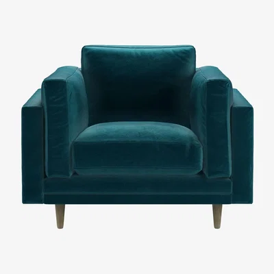 Sofa.com Marco Armchair in Deep Turquoise Cotton Matt Velvet