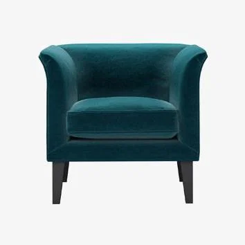 Sofa.com Fingal Armchair in Deep Turquoise Cotton Matt Velvet - sofa.com