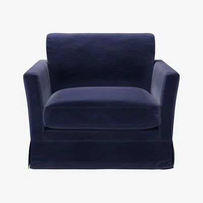 Sofa.com Otto Armchair in Prussian Blue Cotton Matt Velvet