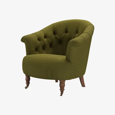 Sofa.com Bertie Armchair in Royal Fern Brushed Linen Cotton - sofa.com