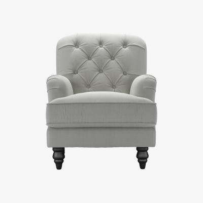Sofa.com Snowdrop Button Back Small Armchair in Wishing Well Organic Smart Cotton