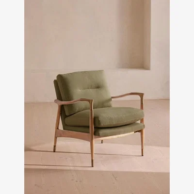 Soho Home Theodore Oak Armchair, Linen, Sage