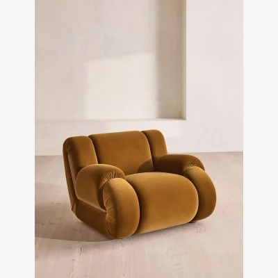 Soho Home Umbria Armchair, Velvet, Mustard, UK