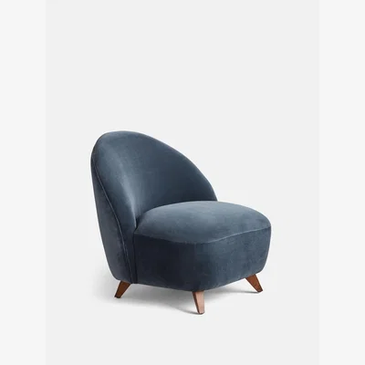 Soho Home Henri Armchair, Velvet, Grey Blue