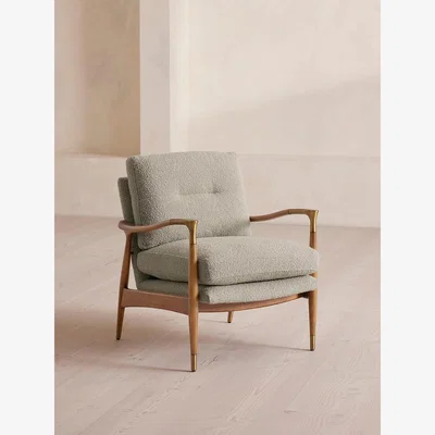 Soho Home Theodore Oak Armchair, Textured Wool Boucle, Pistachio