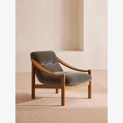 Soho Home Karine Armchair, Midtone Oak, Taupe Velvet