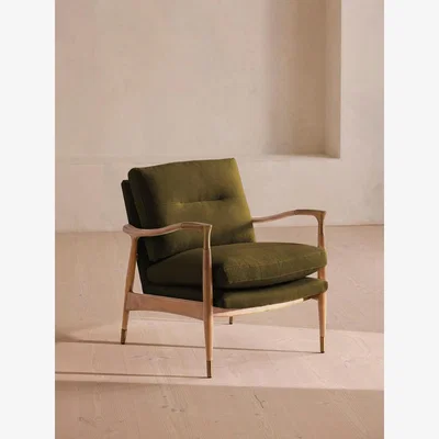 Soho Home Theodore Oak Armchair, Linen, Olive