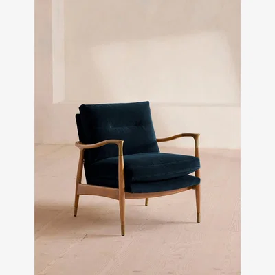 Soho Home Theodore Oak Armchair, Velvet, Royal Blue