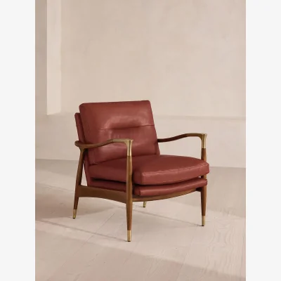 Soho Home Theodore Armchair, Leather, Sangria, UK