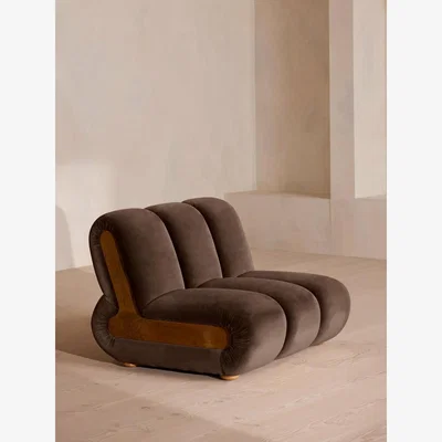 Soho Home Noelle Modular Armchair, Velvet, Chocolate Brown