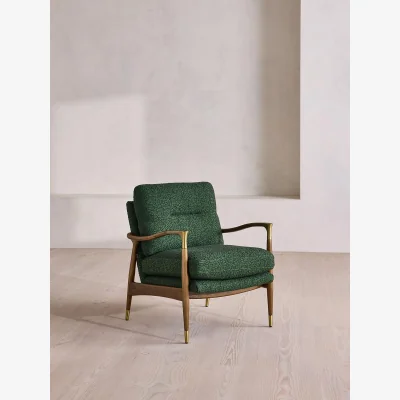 Soho Home Theodore Armchair, Boucle Jacquard, Marine, UK