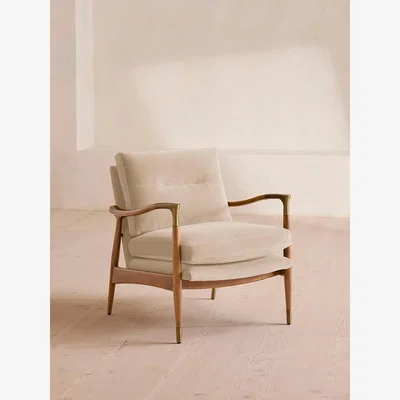 Soho Home Theodore Oak Armchair, Velvet, Porcelain