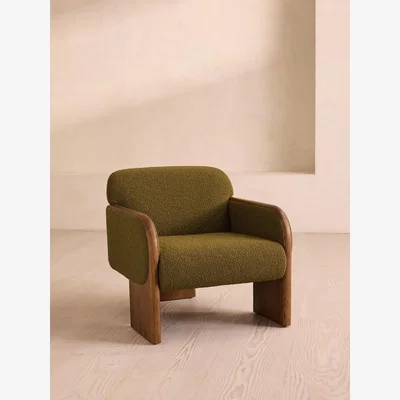 Soho Home Eddie Armchair, Textured Wool Boucle, Kelp