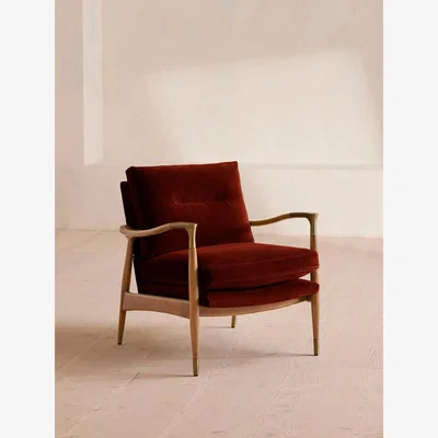 Soho Home Theodore Oak Armchair, Velvet Rust