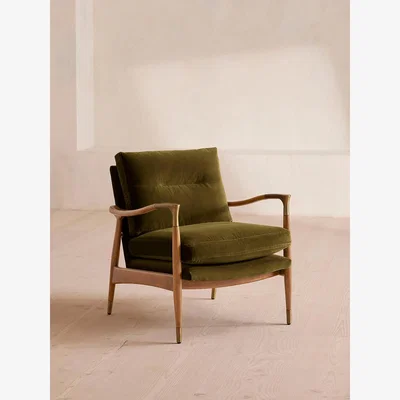 Soho Home Theodore Oak Armchair, Velvet Olive