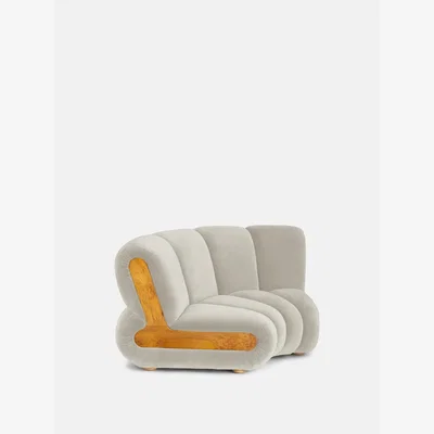 Soho Home Noelle Modular Curved Armchair, Velvet Porcelain
