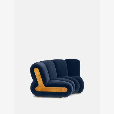 Soho Home Noelle Modular Curved Armchair, Velvet Royal Blue