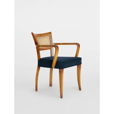 Soho Home Molina Arm Chair Cane Back Velvet, Indigo UK