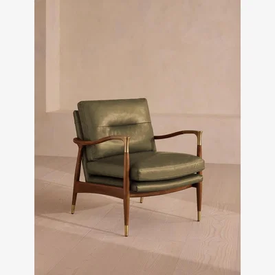Soho Home Theodore Armchair, Leather, Moss, UK