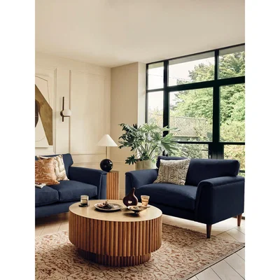 Soho Home Reya Loveseat Linen, Dark Navy