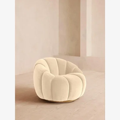 Soho Home Garret Armchair, Velvet, Porcelain