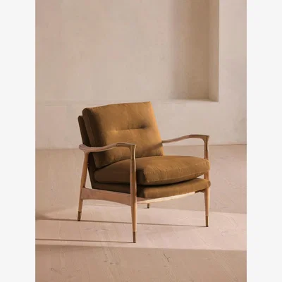 Soho Home Theodore Oak Armchair, Linen, Ochre