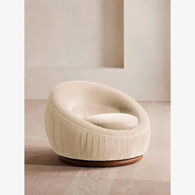 Soho Home Abel Armchair, Velvet, Porcelain