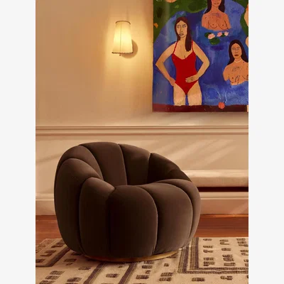 Soho Home Garret Armchair, Velvet, Chocolate Brown
