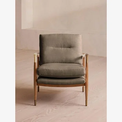 Soho Home Theodore Oak Armchair, Linen, Mushroom