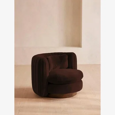 Soho Home Vivienne Armchair, Velvet, Chocolate