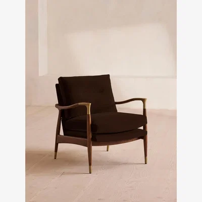 Soho Home Theodore Armchair, Velvet, Chocolate Brown