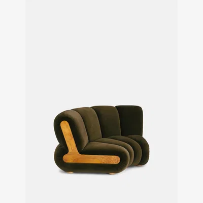 Soho Home Noelle Modular Curved Armchair, Velvet Olive