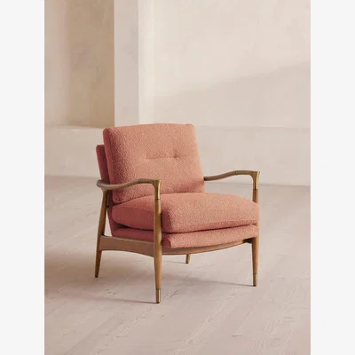 Soho Home Theodore Oak Armchair, Textured Wool Boucle, Coral
