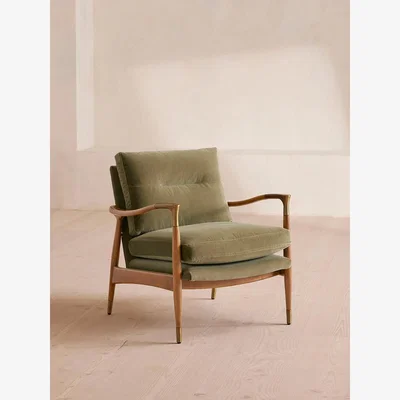 Soho Home Theodore Oak Armchair, Velvet Lichen