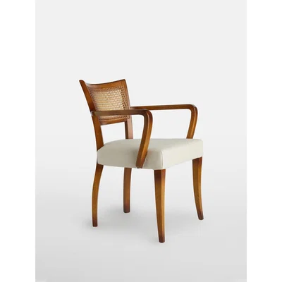 Soho Home Molina Arm chair Cane Back Linen, Natural UK