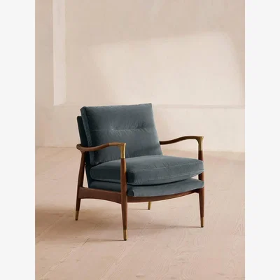 Soho Home Theodore Armchair, Velvet, Grey Blue