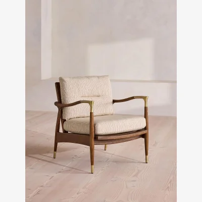 Soho Home Theodore Outdoor Armchair, Abstract Stripe, Desert Rose, UK