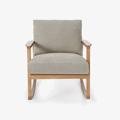 Sazy Rocky Beech - Linen Rocking Armchair, Mink