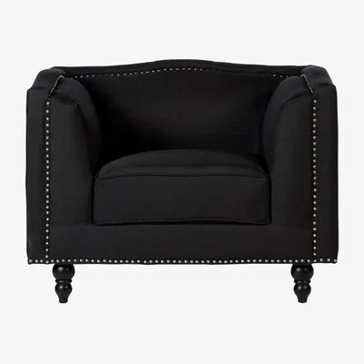 Teddy Beau Teddy's Collection Franco Silver Stud Detail Eucalyptus Feet Black Armchair