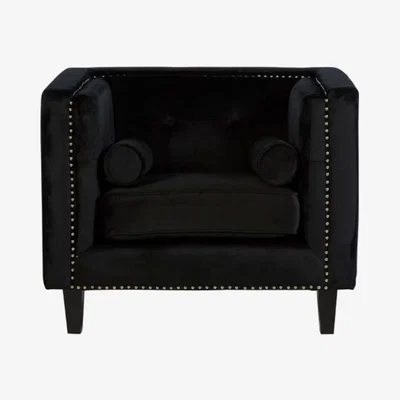 Teddy Beau Teddy's Collection Francis Velvet Stud Detail Black Armchair