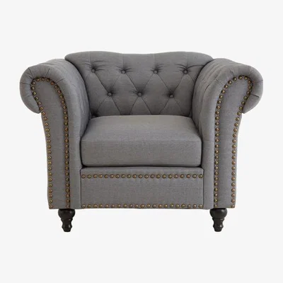 Teddy Beau Teddy's Collection Ford Chesterfield Tufted Studded Grey Armchair